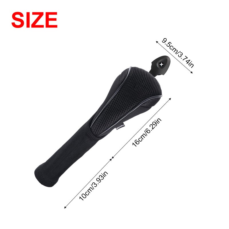 Andux 2 Pack Long Neck Golf Hybrid Club Head Covers Dial No. Tag CTMT-01 Black/Black - Image 2